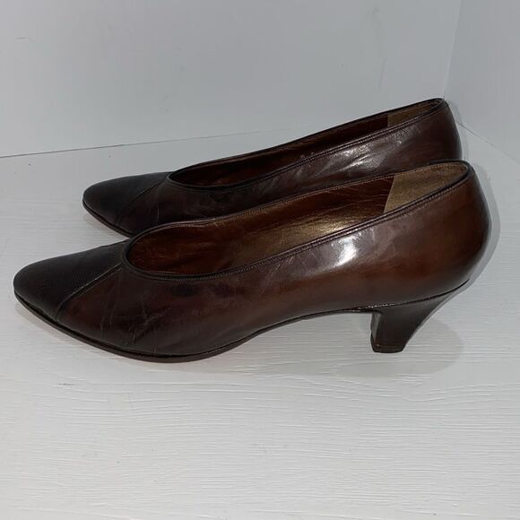 Bally Suisse Bellezza Brown Luxury Leather Snake Print Design Point Toe Pumps - Picture 7 of 17